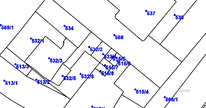 Parcela st. 532/4 v KÚ Opava-Město, Katastrální mapa