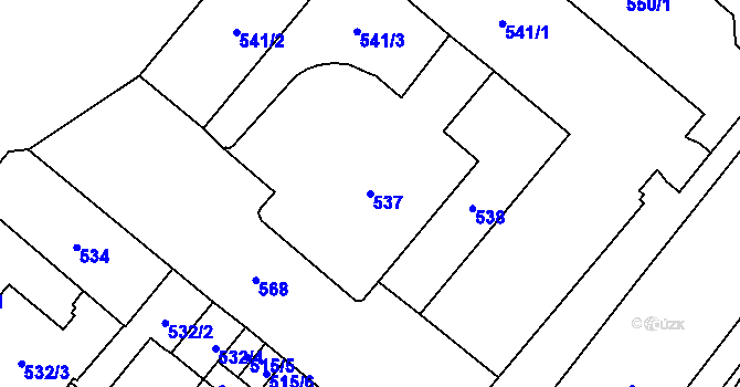 Parcela st. 537 v KÚ Opava-Město, Katastrální mapa