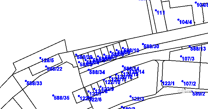 Parcela st. 588/7 v KÚ Opava-Město, Katastrální mapa