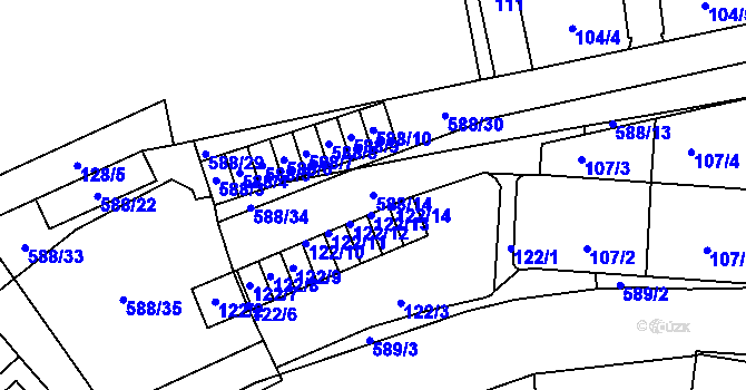 Parcela st. 588/14 v KÚ Opava-Město, Katastrální mapa