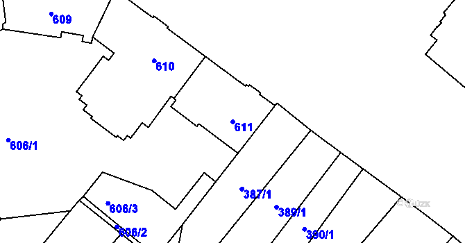 Parcela st. 611 v KÚ Opava-Město, Katastrální mapa