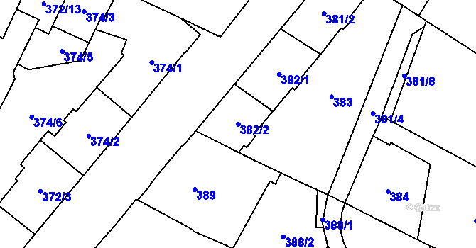 Parcela st. 382/2 v KÚ Opava-Předměstí, Katastrální mapa