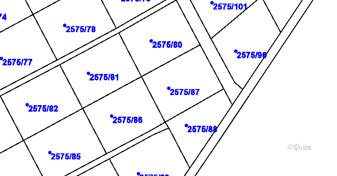 Parcela st. 2575/87 v KÚ Opava-Předměstí, Katastrální mapa