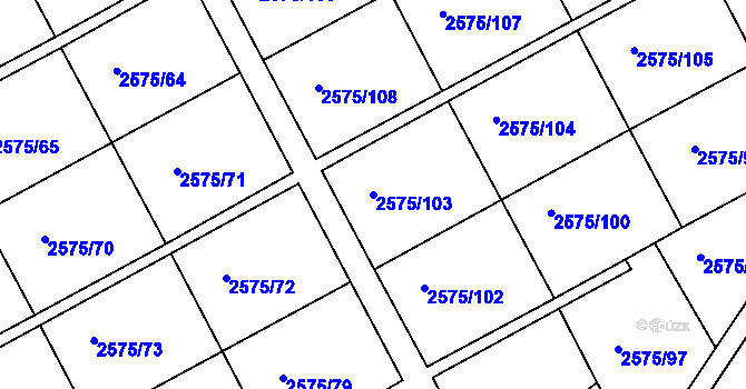 Parcela st. 2575/103 v KÚ Opava-Předměstí, Katastrální mapa