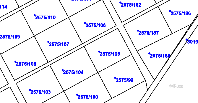 Parcela st. 2575/105 v KÚ Opava-Předměstí, Katastrální mapa