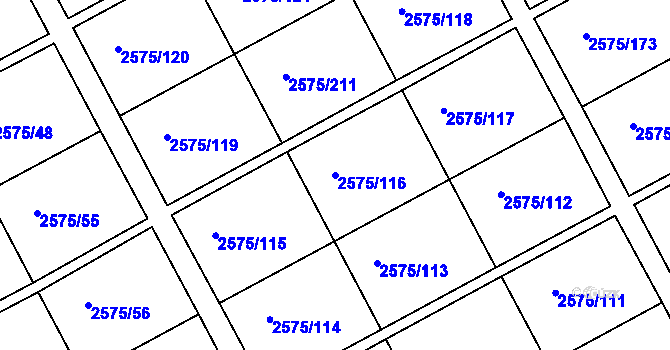Parcela st. 2575/116 v KÚ Opava-Předměstí, Katastrální mapa