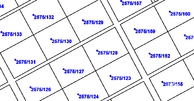 Parcela st. 2575/128 v KÚ Opava-Předměstí, Katastrální mapa