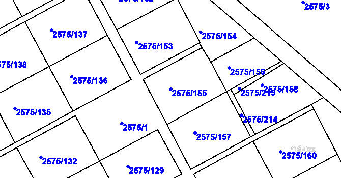 Parcela st. 2575/155 v KÚ Opava-Předměstí, Katastrální mapa
