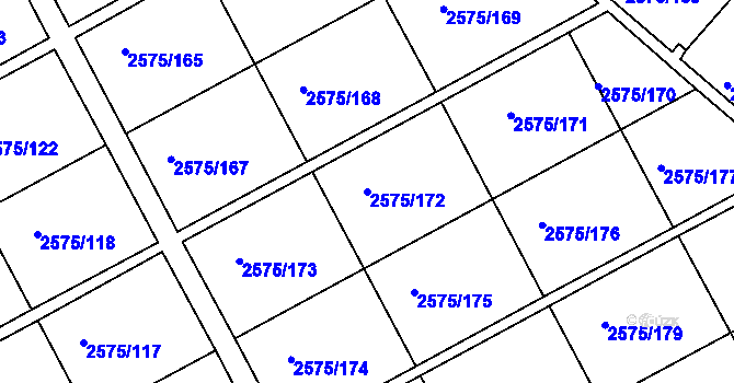 Parcela st. 2575/172 v KÚ Opava-Předměstí, Katastrální mapa