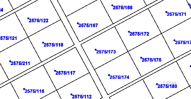 Parcela st. 2575/173 v KÚ Opava-Předměstí, Katastrální mapa