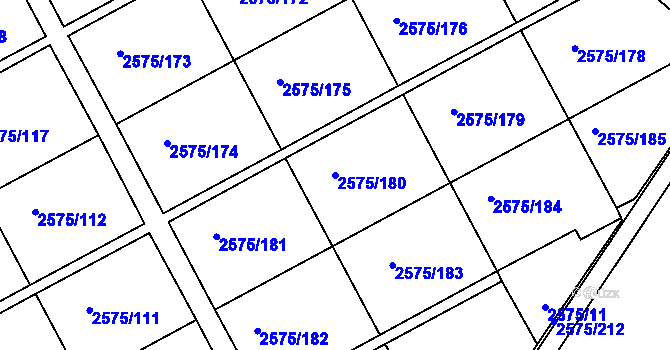 Parcela st. 2575/180 v KÚ Opava-Předměstí, Katastrální mapa