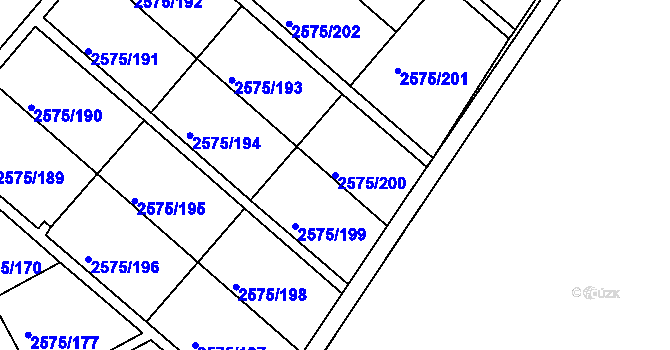 Parcela st. 2575/200 v KÚ Opava-Předměstí, Katastrální mapa