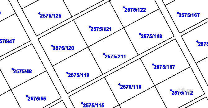 Parcela st. 2575/211 v KÚ Opava-Předměstí, Katastrální mapa