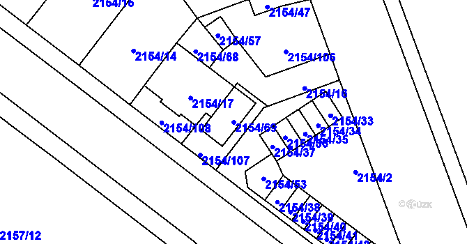 Parcela st. 2154/69 v KÚ Opava-Předměstí, Katastrální mapa