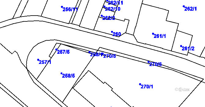 Parcela st. 270/5 v KÚ Opava-Předměstí, Katastrální mapa