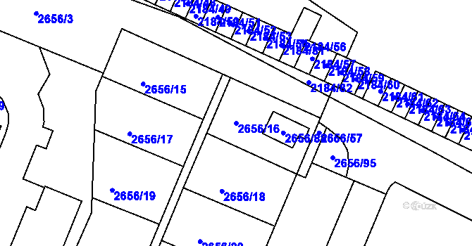 Parcela st. 2656/16 v KÚ Opava-Předměstí, Katastrální mapa