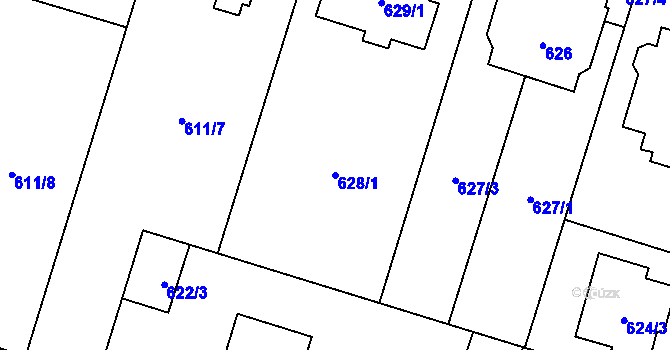 Parcela st. 628/1 v KÚ Opava-Předměstí, Katastrální mapa