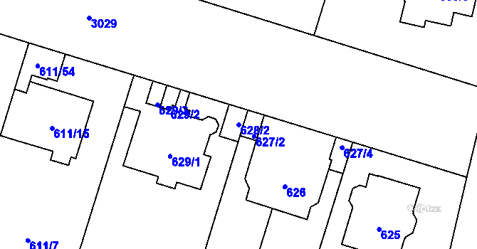 Parcela st. 628/2 v KÚ Opava-Předměstí, Katastrální mapa