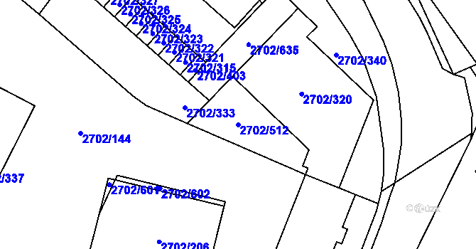 Parcela st. 2702/512 v KÚ Opava-Předměstí, Katastrální mapa