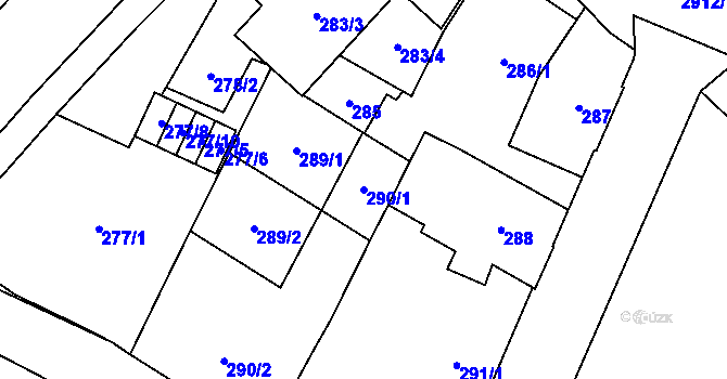Parcela st. 290/1 v KÚ Opava-Předměstí, Katastrální mapa