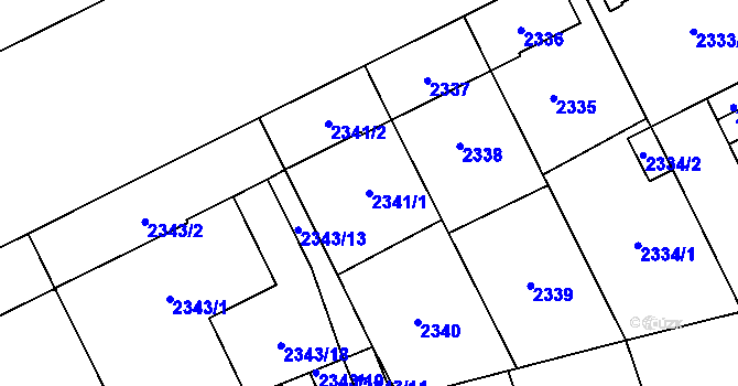Parcela st. 2341/1 v KÚ Opava-Předměstí, Katastrální mapa