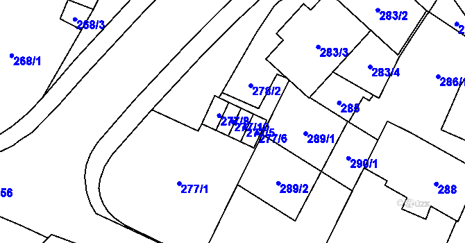 Parcela st. 277/10 v KÚ Opava-Předměstí, Katastrální mapa