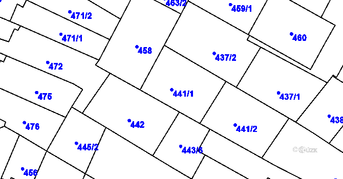 Parcela st. 441/1 v KÚ Opava-Předměstí, Katastrální mapa