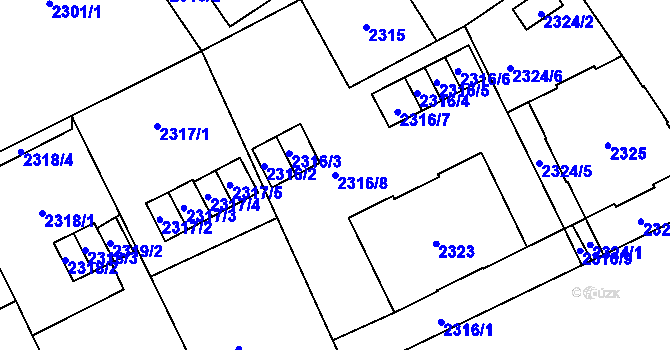 Parcela st. 2316/8 v KÚ Opava-Předměstí, Katastrální mapa