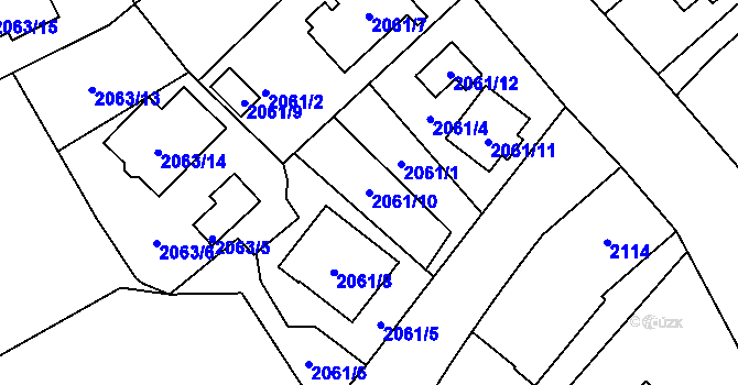 Parcela st. 2061/10 v KÚ Opava-Předměstí, Katastrální mapa