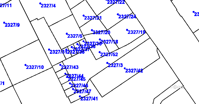 Parcela st. 2327/52 v KÚ Opava-Předměstí, Katastrální mapa