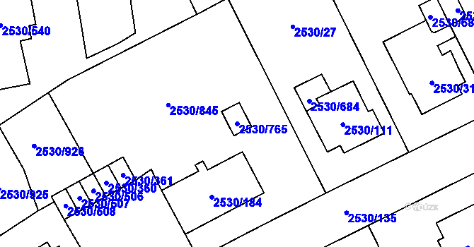 Parcela st. 2530/765 v KÚ Opava-Předměstí, Katastrální mapa
