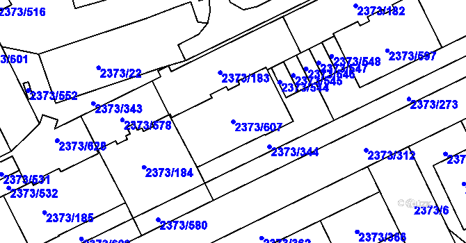 Parcela st. 2373/607 v KÚ Opava-Předměstí, Katastrální mapa