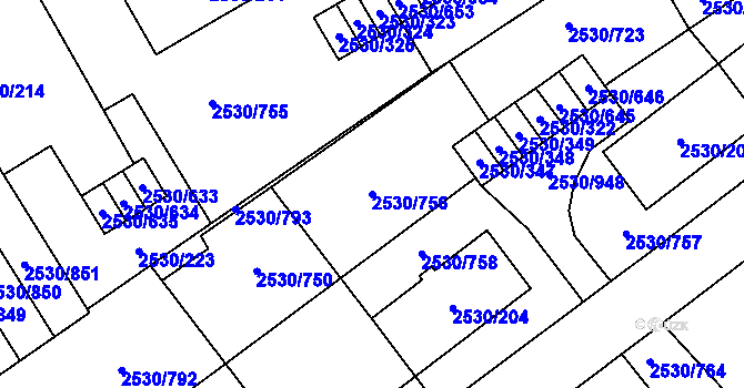 Parcela st. 2530/756 v KÚ Opava-Předměstí, Katastrální mapa