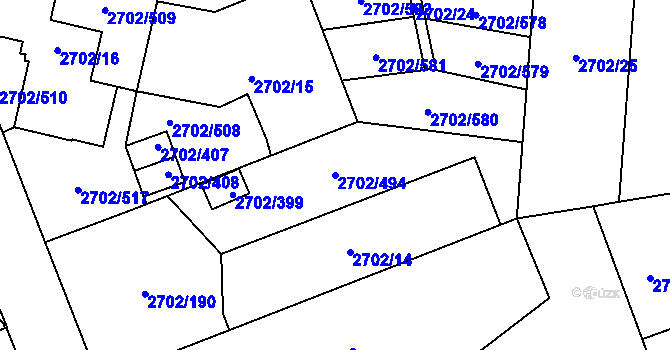 Parcela st. 2702/494 v KÚ Opava-Předměstí, Katastrální mapa
