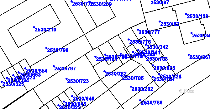 Parcela st. 2530/780 v KÚ Opava-Předměstí, Katastrální mapa