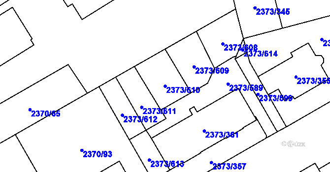 Parcela st. 2373/610 v KÚ Opava-Předměstí, Katastrální mapa