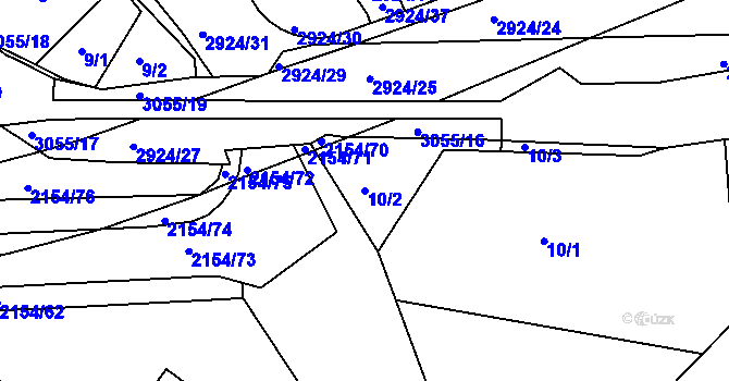 Parcela st. 10/2 v KÚ Opava-Předměstí, Katastrální mapa