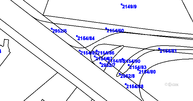 Parcela st. 2154/86 v KÚ Opava-Předměstí, Katastrální mapa