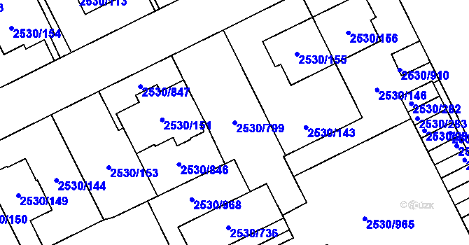 Parcela st. 2530/799 v KÚ Opava-Předměstí, Katastrální mapa