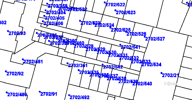 Parcela st. 2702/530 v KÚ Opava-Předměstí, Katastrální mapa