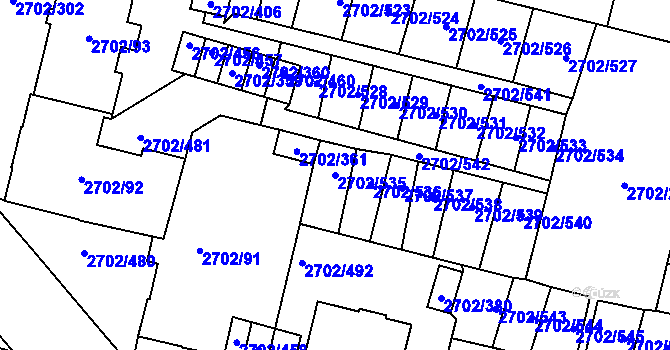Parcela st. 2702/535 v KÚ Opava-Předměstí, Katastrální mapa