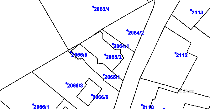 Parcela st. 2065/2 v KÚ Opava-Předměstí, Katastrální mapa