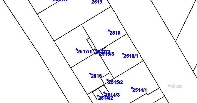 Parcela st. 2515/3 v KÚ Opava-Předměstí, Katastrální mapa