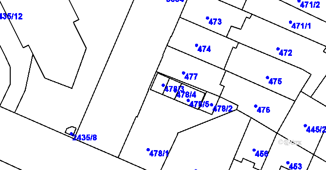 Parcela st. 478/3 v KÚ Opava-Předměstí, Katastrální mapa