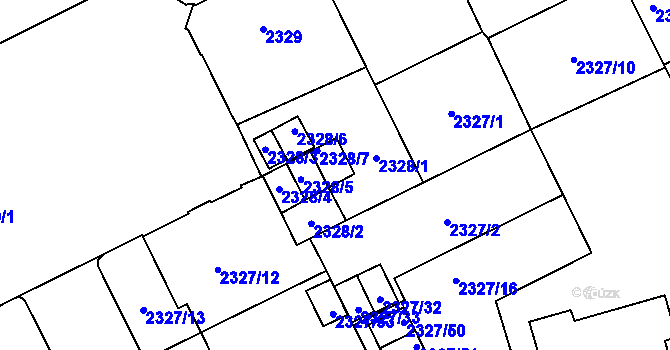 Parcela st. 2328/7 v KÚ Opava-Předměstí, Katastrální mapa