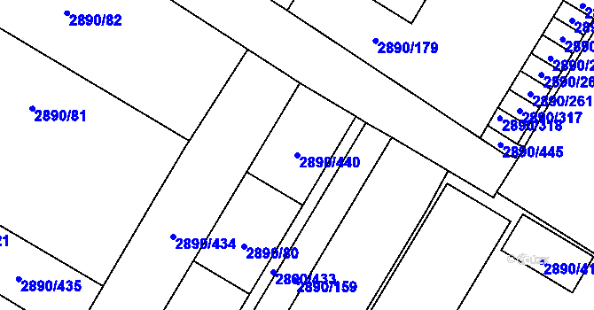 Parcela st. 2890/440 v KÚ Opava-Předměstí, Katastrální mapa