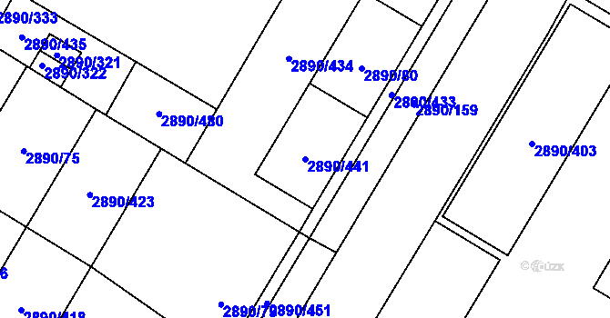 Parcela st. 2890/441 v KÚ Opava-Předměstí, Katastrální mapa