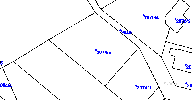 Parcela st. 2074/6 v KÚ Opava-Předměstí, Katastrální mapa
