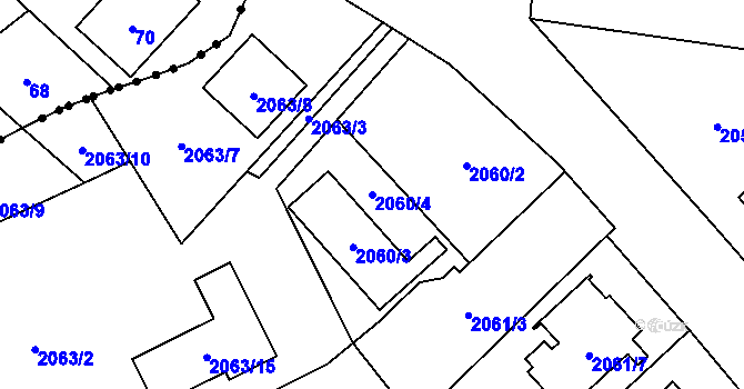Parcela st. 2060/4 v KÚ Opava-Předměstí, Katastrální mapa