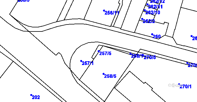 Parcela st. 257/5 v KÚ Opava-Předměstí, Katastrální mapa